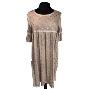 NEW Dantelle Babydoll Dress Women Size M Moonrock Ruffle Short‎ Sleeve Polka Dot